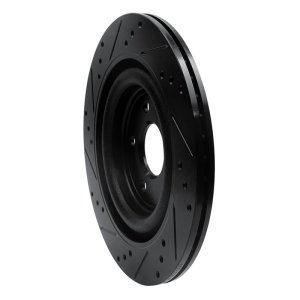 Jaguar Super V8 Brake Rotor (1) - Rear Right - R1 Concepts - Drilled & Slotted - Black - `06-`15